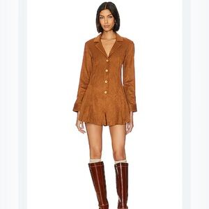 Free people Wanderlust Faux Suede Shortall in Almond Ash